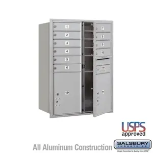 SALSBURY INDUSTRIES 3711D-10 Standard Horizontal MailBox, 4C, 31.125 x 41 x 17 Inch Size, 11 Door High | CE7JAM