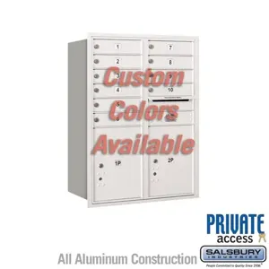 SALSBURY INDUSTRIES 3711D-10CRP Standard Horizontal MailBox, 4C, 31.12 x 41 x 17 Inch Size, With Private Access | CE7JEE