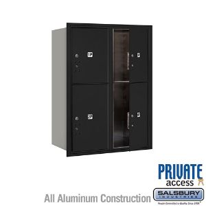 SALSBURY INDUSTRIES 3711D-4PBFP Outdoor Parcel Locker, 31.125 x 41 x 17 Inch Size, With Private Access, Black | CE7DWX
