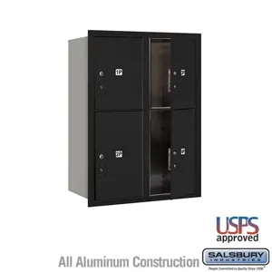 SALSBURY INDUSTRIES 3711D-4PBFU Outdoor Parcel Locker, 31.125 x 41 x 17 Inch Size, 11 Door High, Black, Black | CE7DWZ