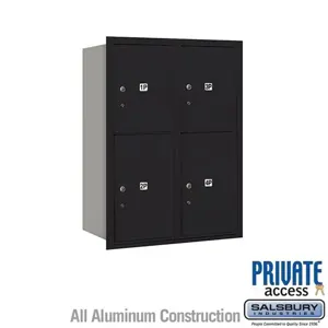 SALSBURY INDUSTRIES 3711D-4PBRP Outdoor Parcel Locker, 31.125 x 41 x 17 Inch Size, With Private Access, Black | CE7DWY