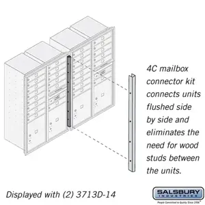 SALSBURY INDUSTRIES 3713CK Horizontal Mailbox Connector Kit, 1 x 42.75 x 1.5 Inch Size, Recessed Mounted | CE7JFL