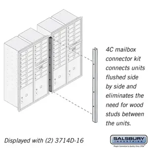 SALSBURY INDUSTRIES 3714CK Horizontal Mailbox Connector Kit, 1 x 45.87 x 1.5 Inch Size, Recessed Mounted | CE7JFM