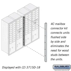 SALSBURY INDUSTRIES 3715CK Horizontal Mailbox Connector Kit, 4C, 1 x 49 x 1.5 Inch Size, Recessed Mounted | CE7JFN