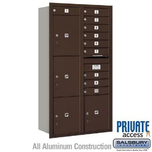 SALSBURY INDUSTRIES 3716D-10ZRP Standard-Horizontalbriefkasten, 4C, 31.125 x 56.75 x 17 Zoll Größe, 10 Türen, Bronze | CE7HKW