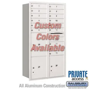 SALSBURY INDUSTRIES 3716D-15CRP Standard Horizontal MailBox, 4C, 31.125 x 56.75 x 17 Inch Size, Private Access | CE7JEY