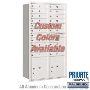 SALSBURY INDUSTRIES 3716D-20CRP Standard Horizontal MailBox, 4C, 31.125 x 56.75 x 17 Inch Size, Private Access | CE7JEQ