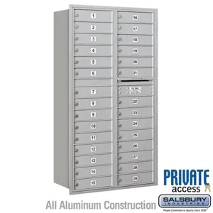 SALSBURY INDUSTRIES 3716D-29ARP Standard Horizontal MailBox, 4C, 31.125 x 56.75 x 17 Inch Size, Aluminium | CE7HMM