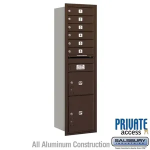 SALSBURY INDUSTRIES 3716S-06ZRP Standard Horizontal MailBox, 4C, 16.375 x 56.75 x 17 Inch Size, Bronze | CE7HNE