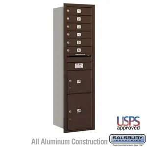 SALSBURY INDUSTRIES 3716S-06ZRU Standard Horizontal MailBox, 4C, 16.375 x 56.75 x 17 Inch Size, Bronze | CE7HNG