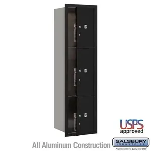 SALSBURY INDUSTRIES 3716S-3PBFU Outdoor Parcel Locker, 16.375 x 56.75 x 17 Inch Size, Black, Recessed Mounted | CE7HPA