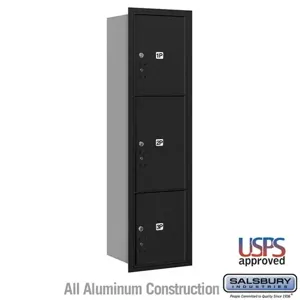 SALSBURY INDUSTRIES 3716S-3PBRU Outdoor Parcel Locker, 16.375 x 56.75 x 17 Inch Size, Black, Recessed Mounted | CE7HPB