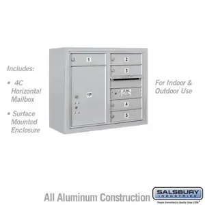 SALSBURY INDUSTRIES 3806D-05 Standard Horizontal MailBox, 4C, 32.25 x 24.625 x 17.5 Inch Size, 6 Door High | CE7JRV