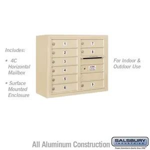 SALSBURY INDUSTRIES 3806D-09SFU Standard Horizontal MailBox, 4C, 32.25 x 24.625 x 17.5 Inch Size, 6 Door High | CE7EHU