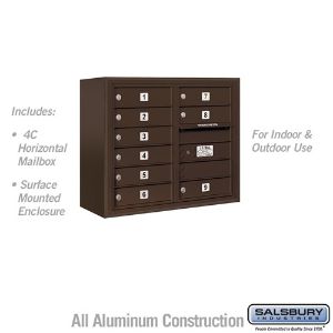 SALSBURY INDUSTRIES 3806D-09ZFU Standard Horizontal MailBox, 4C, 32.25 x 24.625 x 17.5 Inch Size, 6 Door High | CE7EHR