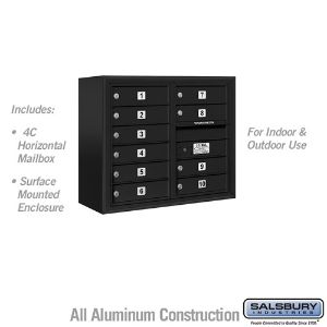 SALSBURY INDUSTRIES 3806D-10BFU Standard Horizontal MailBox, 4C, 32.25 x 24.625 x 17.5 Inch Size, 6 Door High | CE7EGL