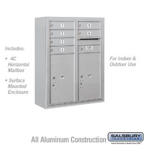 SALSBURY INDUSTRIES 3810D-06 Standard Horizontal MailBox, 4C, 32.25 x 38.625 x 17.5 Inch Size, 10 Door High | CE7JTT