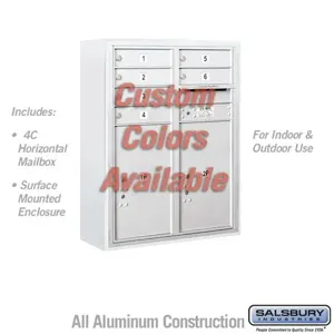 SALSBURY INDUSTRIES 3810D-06CFU Standard Horizontal MailBox, 4C, 32.25 x 38.625 x 17.5 Inch Size, 10 Door High | CE7JTV