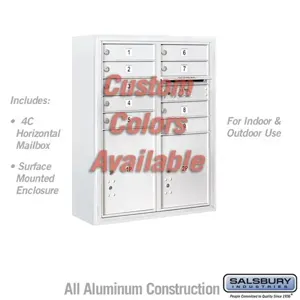 SALSBURY INDUSTRIES 3810D-09CFU Standard Horizontal MailBox, 4C, 32.25 x 38.625 x 17.5 Inch Size, 10 Door High | CE7JTY