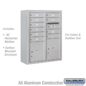 SALSBURY INDUSTRIES 3810D-10AFU Standard Horizontal MailBox, 4C, 32.25 x 38.6 x 17.5 Inch Size, 10 Door | CE7XVY
