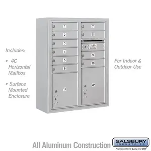 SALSBURY INDUSTRIES 3810D-10AFU Standard Horizontal MailBox, 4C, 32.25 x 38.6 x 17.5 Inch Size, 10 Door | CE7XVY