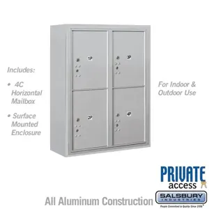 SALSBURY INDUSTRIES 3810D-4PAFP Outdoor Parcel Locker, 32.25 x 38.625 x 17.5 Inch Size, 10 Door High, Aluminium | CE7XXE