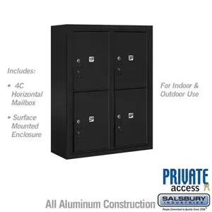 SALSBURY INDUSTRIES 3810D-4PBFP Outdoor Parcel Locker, 32.25 x 38.625 x 17.5 Inch Size, 10 Door High, Black | CE7XXG