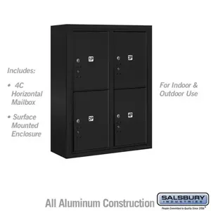 SALSBURY INDUSTRIES 3810D-4PBFU Outdoor Parcel Locker, 32.25 x 38.625 x 17.5 Inch Size, 10 Door High, Black | CE7XXH