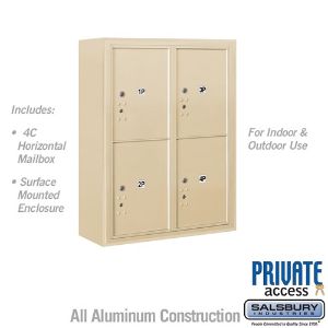 SALSBURY INDUSTRIES 3810D-4PSFP Outdoor Parcel Locker, 32.25 x 38.625 x 17.5 Inch Size, 10 Door High, Sandstone | CE7XXL