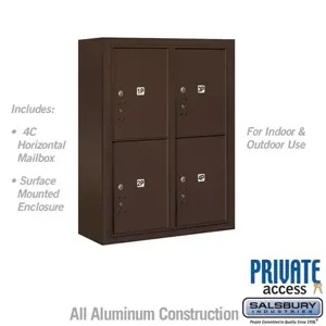 SALSBURY INDUSTRIES 3810D-4PZFP Outdoor Parcel Locker, 32.25 x 38.625 x 17.5 Inch Size, 10 Door High, Bronze | CE7XXJ