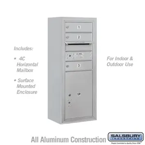 SALSBURY INDUSTRIES 3810S-03AFU Horizontal MailBox, 4C, 17.5 x 38.62 x 17.5 Inch Size, 10 Door, Aluminium | CE7XWG