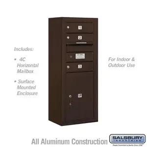 SALSBURY INDUSTRIES 3810S-03ZFU Standard Horizontal MailBox, 4C, 17.5 x 38.625 x 17.5 Inch Size, 10 Door, Bronze | CE7XWL