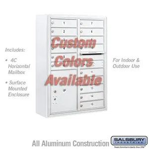 SALSBURY INDUSTRIES 3811D-15CFU Standard Horizontal MailBox, 4C, 32.25 x 42.125 x 17.5 Inch Size, 11 Door High | CE7JUW