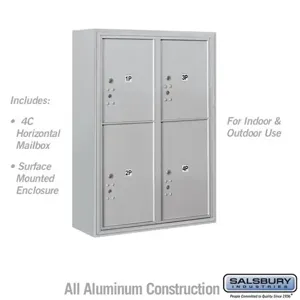 SALSBURY INDUSTRIES 3811D-4P Standard Horizontal MailBox, 4C, 32.25 x 42.125 x 17.5 Inch Size, 11 Door High | CE7JVA