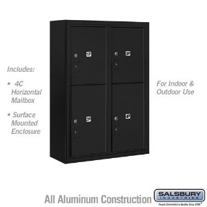 SALSBURY INDUSTRIES 3811D-4PBFU Outdoor Parcel Locker, 32.25 x 42.125 x 17.5 Inch Size, 11 Door High, Black | CE7DZT