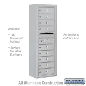 SALSBURY INDUSTRIES 3811S-09AFU Standard Horizontal MailBox, 4C, 17.5 x 42.125 x 17.5 Inch Size, 11 Door High | CE7DZA