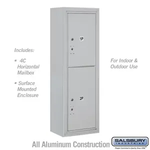 SALSBURY INDUSTRIES 3811S-2PAFU Horizontal Parcel Locker, 11 Door High, Aluminium, Surface Mounted | CE7DZJ