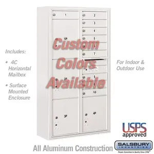 SALSBURY INDUSTRIES 3816D-10CFU Standard Horizontal MailBox Unit, 32.25 x 57.875 x 17.5 Inch Size | CE7JVP