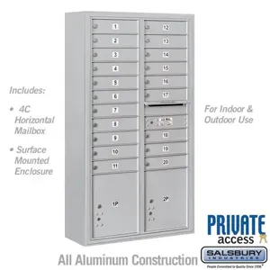 SALSBURY INDUSTRIES 3816D-20AFP Standard Horizontal MailBox, 4C, 32.25 x 57.875 x 17.5 Inch Size | CE7HRA