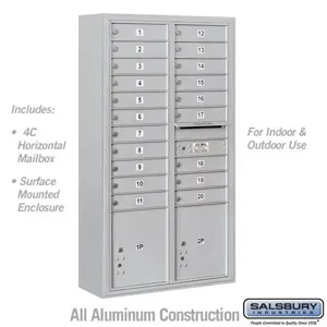 SALSBURY INDUSTRIES 3816D-20 Standard Horizontal MailBox Unit, 32.25 x 57.875 x 17.5 Inch Size | CE7JVU