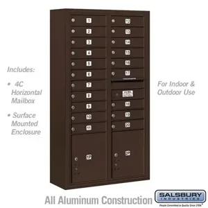 SALSBURY INDUSTRIES 3816D-20ZFU Standard Horizontal MailBox, 4C, 32.25 x 57.875 x 17.5 Inch Size, Bronze | CE7HRF