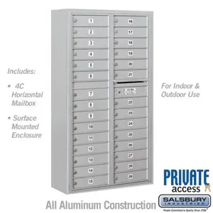 SALSBURY INDUSTRIES 3816D-29 Standard Horizontal MailBox, 4C, 32.25 x 57.875 x 17.5 Inch Size, Private Access | CE7JVX