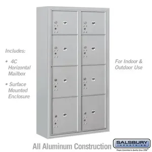 SALSBURY INDUSTRIES 3816D-8P Standard Horizontal MailBox Unit, 32.25 x 57.875 x 17.5 Inch Size | CE7JVZ