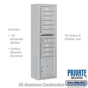 SALSBURY INDUSTRIES 3816S-09AFP Standard Horizontal MailBox, 4C, 17.5 x 57.875 x 17.5 Inch Size, Aluminium | CE7HRX