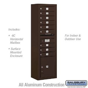 SALSBURY INDUSTRIES 3816S-09ZFU Standard Horizontal MailBox, 4C, 17.5 x 57.875 x 17.5 Inch Size, Bronze | CE7HTC