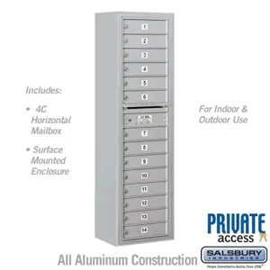 SALSBURY INDUSTRIES 3816S-14AFP Standard Horizontal MailBox, 4C, 17.5 x 57.875 x 17.5 Inch Size, Aluminium | CE7HQM