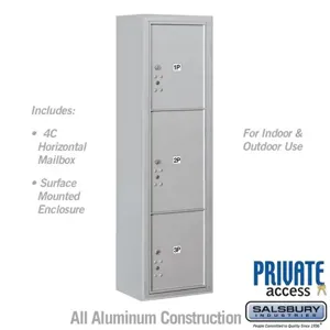 SALSBURY INDUSTRIES 3816S-3PAFP Outdoor Parcel Locker, 17.5 x 57.875 x 17.5 Inch Size, Aluminium, Surface Mounted | CE7HTF