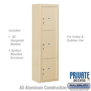 SALSBURY INDUSTRIES 3816S-3PSFP Outdoor Parcel Locker, 17.5 x 57.875 x 17.5 Inch Size, With Private Access | CE7HTM