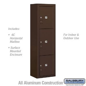 SALSBURY INDUSTRIES 3816S-3PZFU Outdoor Parcel Locker, 17.5 x 57.875 x 17.5 Inch Size, Bronze | CE7HTL