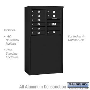 SALSBURY INDUSTRIES 3906D-09BFU Horizontal MailBox, 4C, 32.25 x 51.75 x 19 Inch Size, 6 Door High, Black | CE7EDD